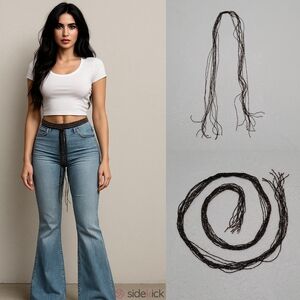 70s Vintage Flapper Style Bronze Brown Seed Bead Fringe Gold Tip Belt Necklace